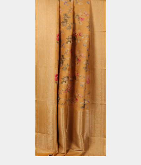 Light Yellow Banaras Kathan Silk Saree T2567914