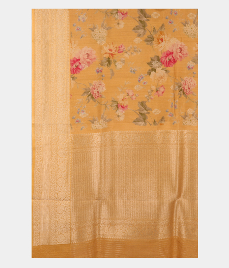 Light Yellow Banaras Kathan Silk Saree T2567915