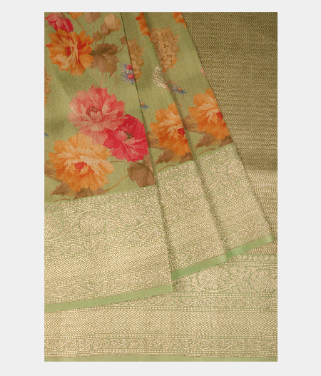 Green Banaras Kathan Silk Saree T2613752