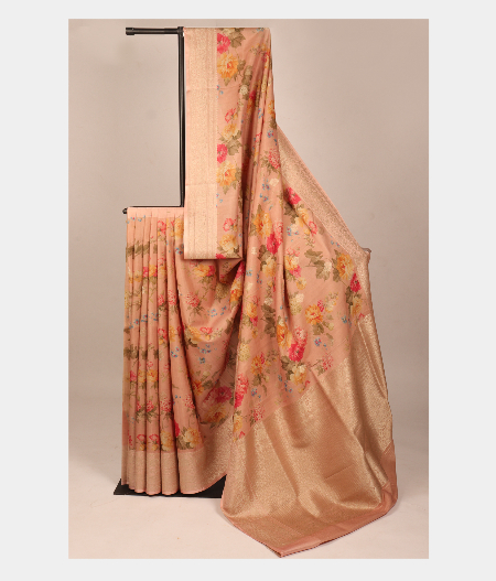 Peach Banaras Kathan Silk Saree T261371-image