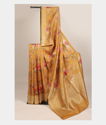 Mustard Yellow Banaras Kathan Silk Saree T261380-image