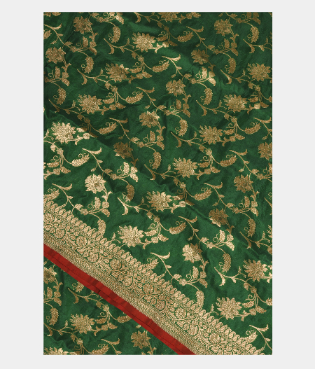 Bottle Green Banaras Silk Saree T261740-image