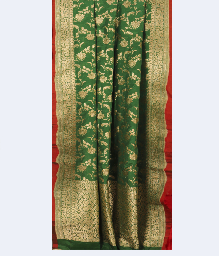 Bottle Green  Banaras Silk Saree T2617402