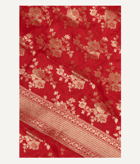 Red Banaras Silk Saree T254755-image