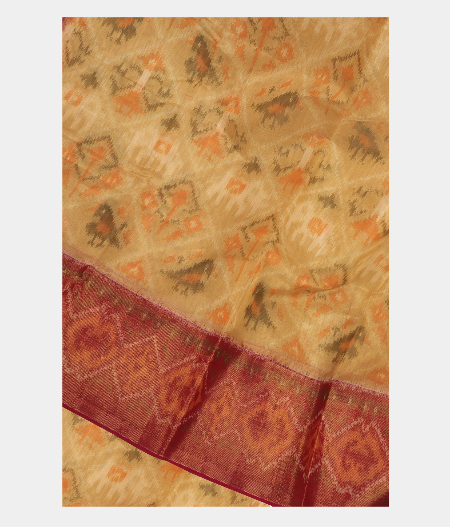 Beige  Pochampalli Silk Cotton Saree T262742-image