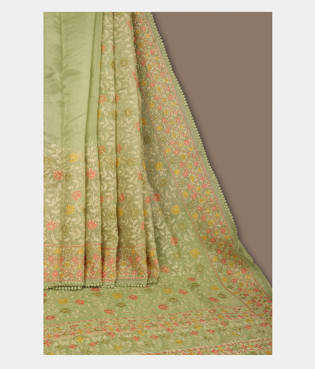 Green Kora Organza Embroidery Saree T261852-image