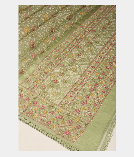 Green Kora Organza Embroidery Saree T2618522