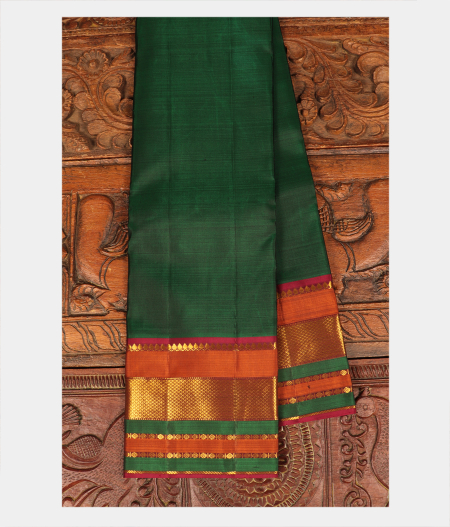 Bottle Green Handwoven Kanjivaram Silk Saree T257797-image