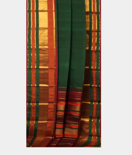 Bottle Green Handwoven Kanjivaram Silk Saree T2577972