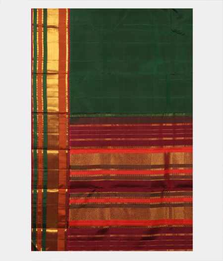 Bottle Green Handwoven Kanjivaram Silk Saree T2577974