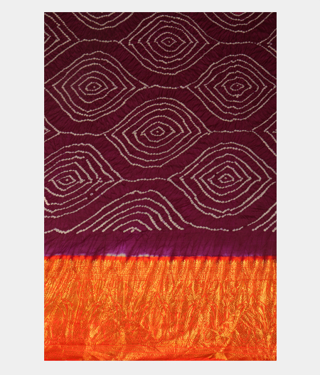 Purple Bandhani Kanjivaram Silk Pavadai T2151193