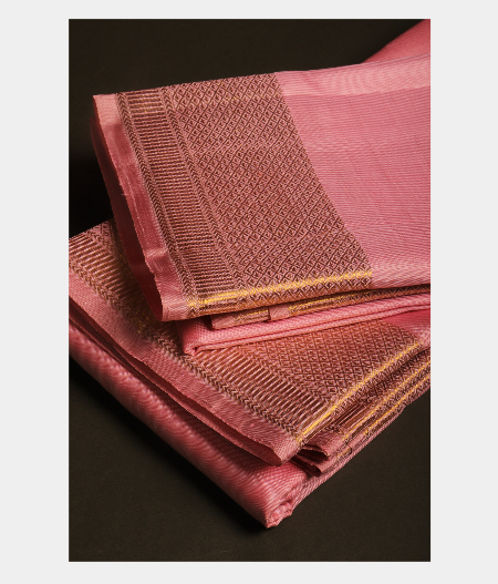Pink Handwoven Kanjivaram Silk Dhoti and Vastharam T261129-image