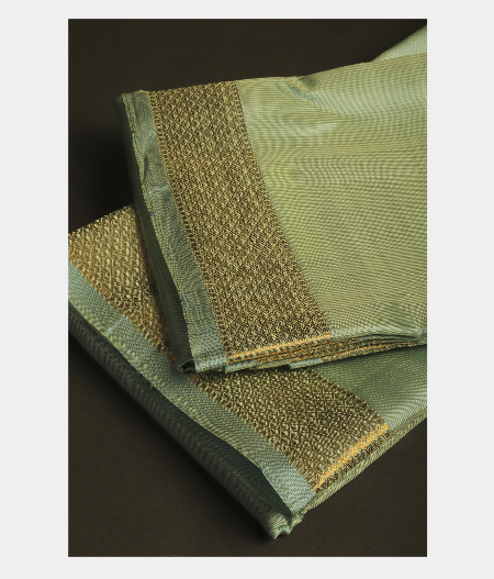 Light Green Handwoven Kanjivaram Silk Dhoti and Vastharam T264383-image