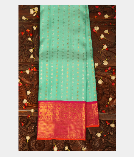 Cyan Blue Handwoven Kanjivaram Silk Saree T260578-image