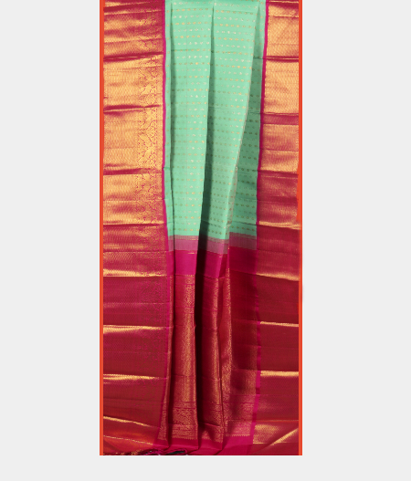 Cyan Blue Handwoven Kanjivaram Silk Saree T2605785