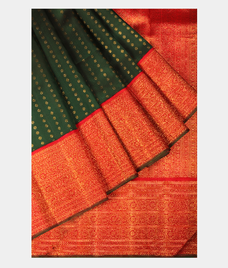Bottle Green Handwoven Kanjivaram Silk Saree T2574512