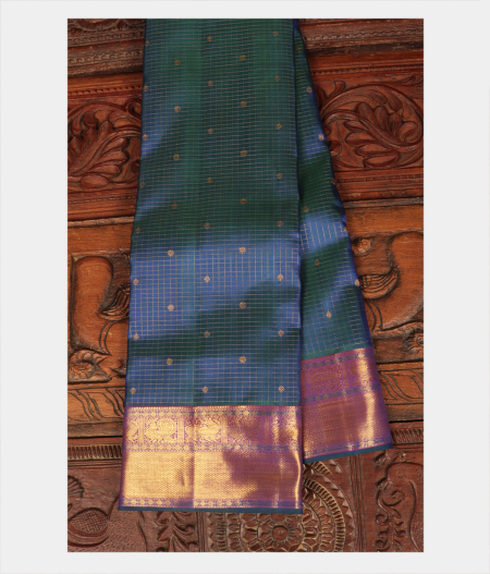 Peacock Blue Handwoven Kanjivaram Silk Saree T240749-image