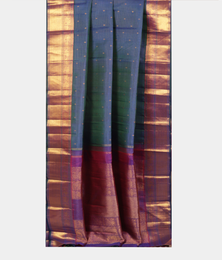 Peacock Blue Handwoven Kanjivaram Silk Saree T2407492