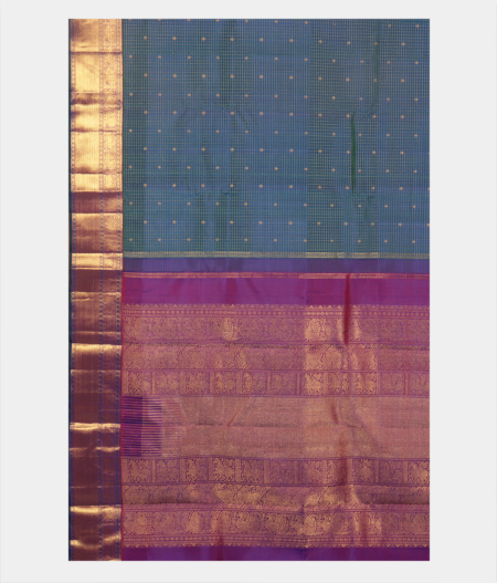 Peacock Blue Handwoven Kanjivaram Silk Saree T2407494