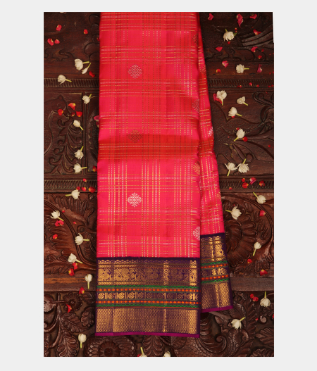 Pinkish Orange Handwoven Kanjivaram Silk Saree T257453-image