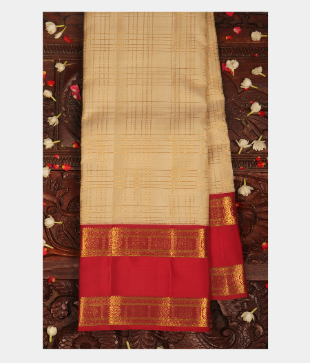 Beige Handwoven Kanjivaram Silk Saree T251678-image