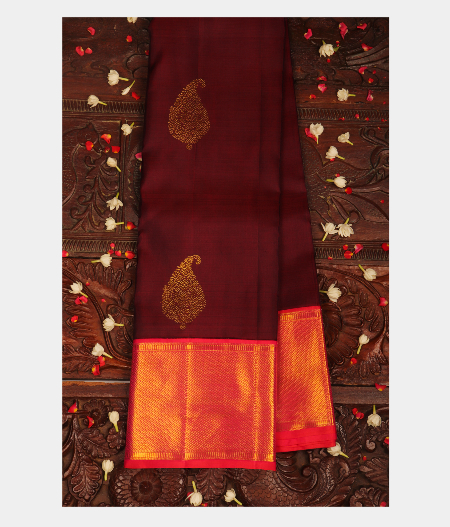 Brown Handwoven Kanjivaram Silk Saree T260917-image