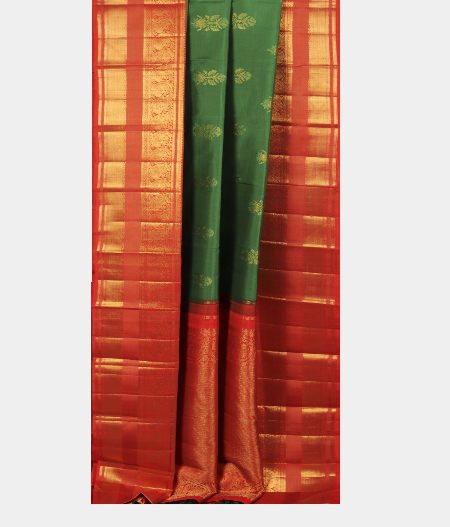 Green Handwoven Kanjivaram Silk Saree T2574995