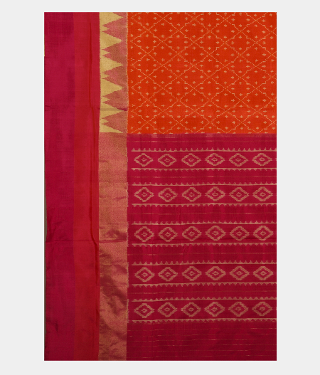 Orange Patola Silk Saree T2343684