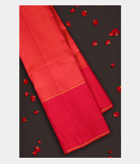 Pinkish Orange Handwoven Kanjivaram Silk Saree T256278-image