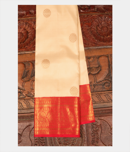 Cream Handwoven Kanjivaram Silk Saree T231788-image