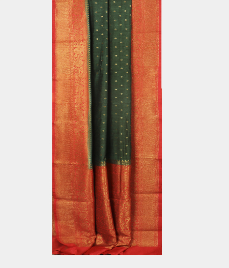 Bottle Green Banaras Tussar Saree T2556412