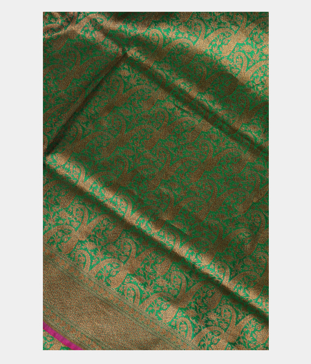Bluish Green Banaras Silk Saree T240162-image