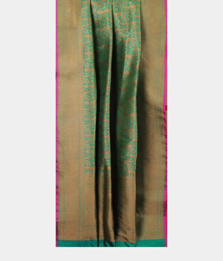Bluish Green Banaras Silk Saree T2401622