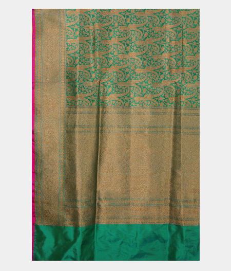 Bluish Green Banaras Silk Saree T2401624