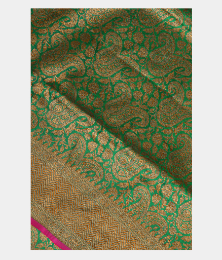 Bluish Green Banaras Silk Saree T254122-image