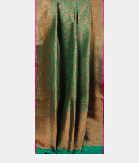 Bluish Green Banaras Silk Saree T2541222