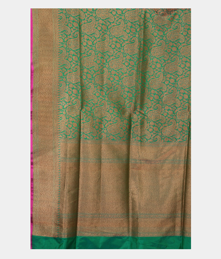 Bluish Green Banaras Silk Saree T2541224
