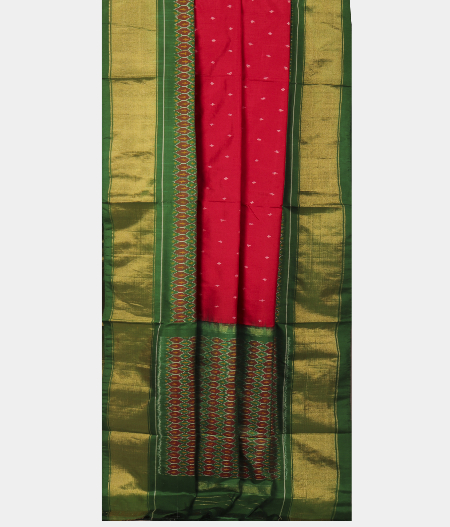 Red Ikat Silk Saree T2045802