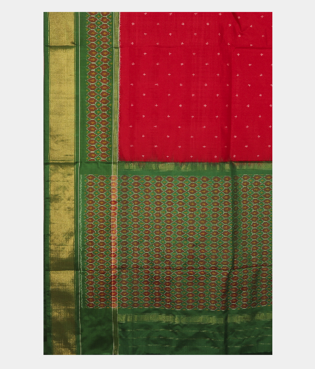 Red Ikat Silk Saree T2045804