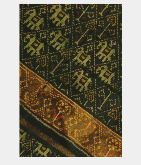 Bottle Green Patola Silk Saree T203853-image