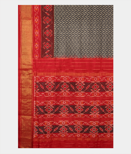 Bluish Grey Ikat Silk Saree T2341124