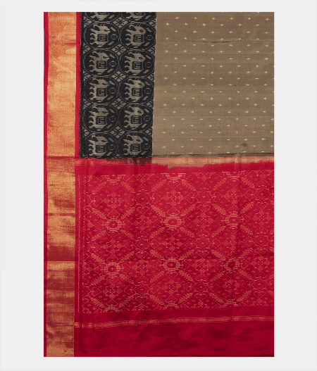Grey Ikat Silk SareeT2343154