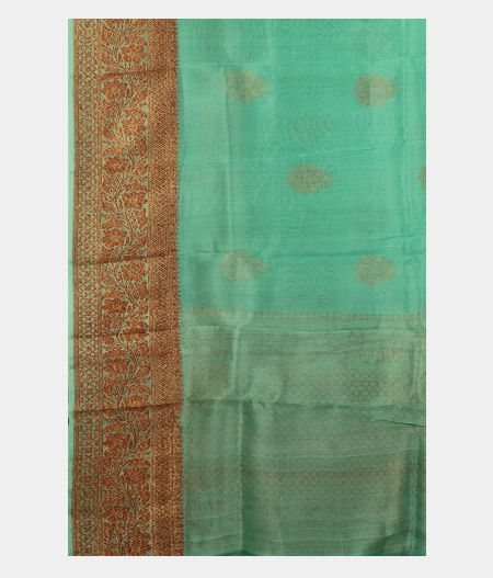 Blue Banaras Organza Saree T2642993