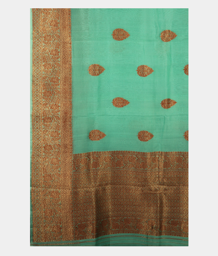 Blue Banaras Organza Saree T2642994