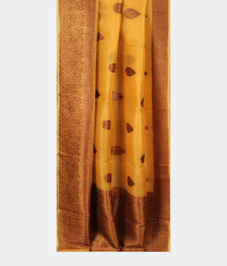 Yellow Banaras Organza Saree T2643042