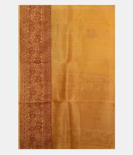 Yellow Banaras Organza Saree T2643043