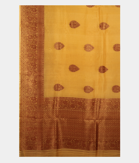 Yellow Banaras Organza Saree T2643044