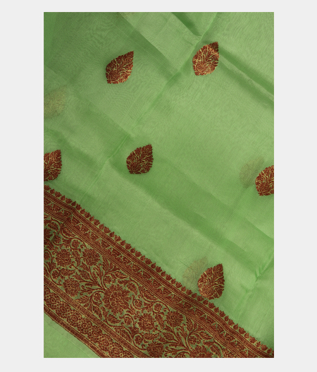 Green Banaras Organza Saree T264310-image