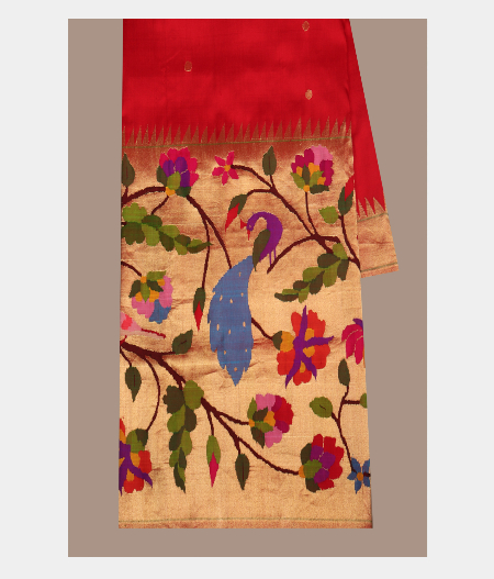 Red Paithani Silk Saree T261057-image