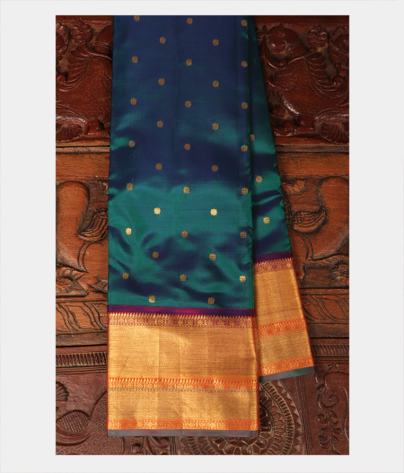 Peacock Blue Handwoven Kanjivaram Silk Saree T265974-image